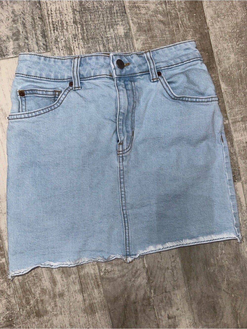 ROXY Light Wash Raw Hem Denim Mini Skirt Size XS